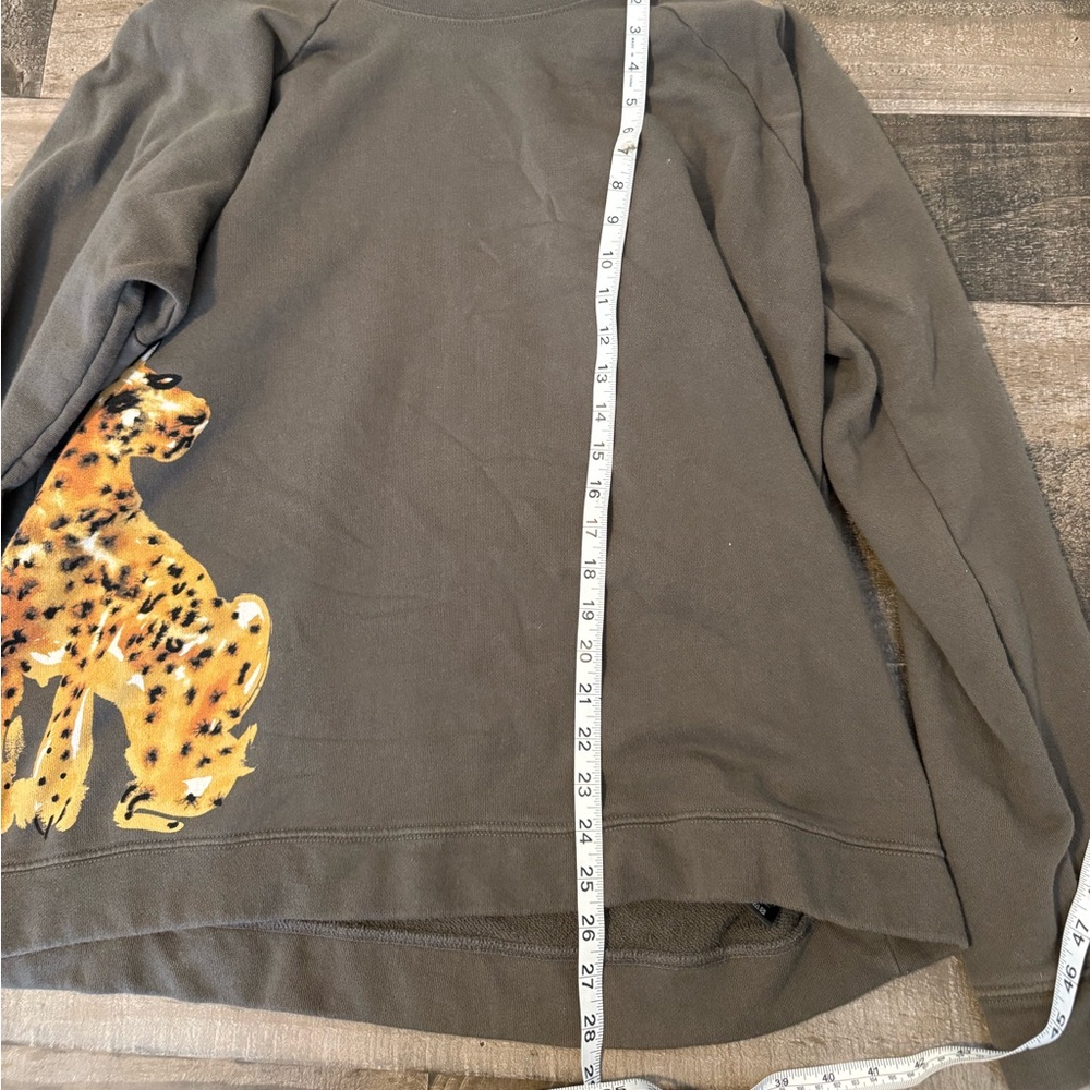 Anthropologie Leopard Graphic‎ Sweatshirt | XL | 100% Cotton Art Pullover - Picture 3 of 6